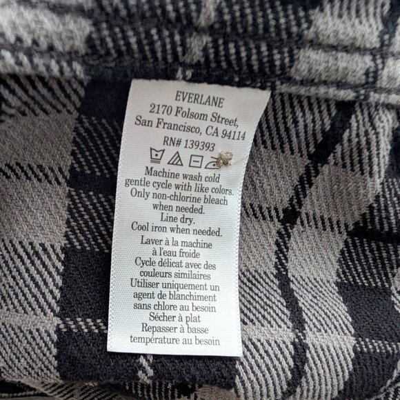 Everlane Men’s Large Plaid Flannel Shacket Jacket — 100% Cotton, Gray & Black - Picture 7 of 9